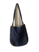 Nwot Plv Large Bucket Satchel Handbag Navy Leather 17” X 16”