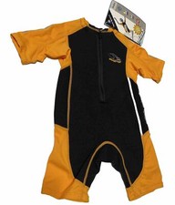 STINGRAY/AQUA SPHERE Childrens Wetsuit Size 4 Front Zip Rash Guard Swim Shorts