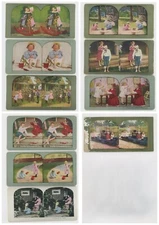 Ca. 1898-1905 CHILDREN WITH TOYS AND GAMES, 10 COLOR LITHO STEREOVIEWS