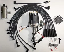 Small Cap FE FORD 352 390 427 428 BLACK HEI Distributor + Chrome Coil + Wires