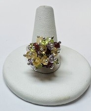 Sterling Silver Multi Gemstone Bead Confetti Ring Sz 9 India