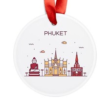 PHUKET THAILAND Skyline, Thai Travel, Personalized Round Acrylic Ornament Gift