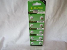Tianqiu AG1/364A LR621 SR621 Alkaline Batteries Package of 10 NEW Exp 2026