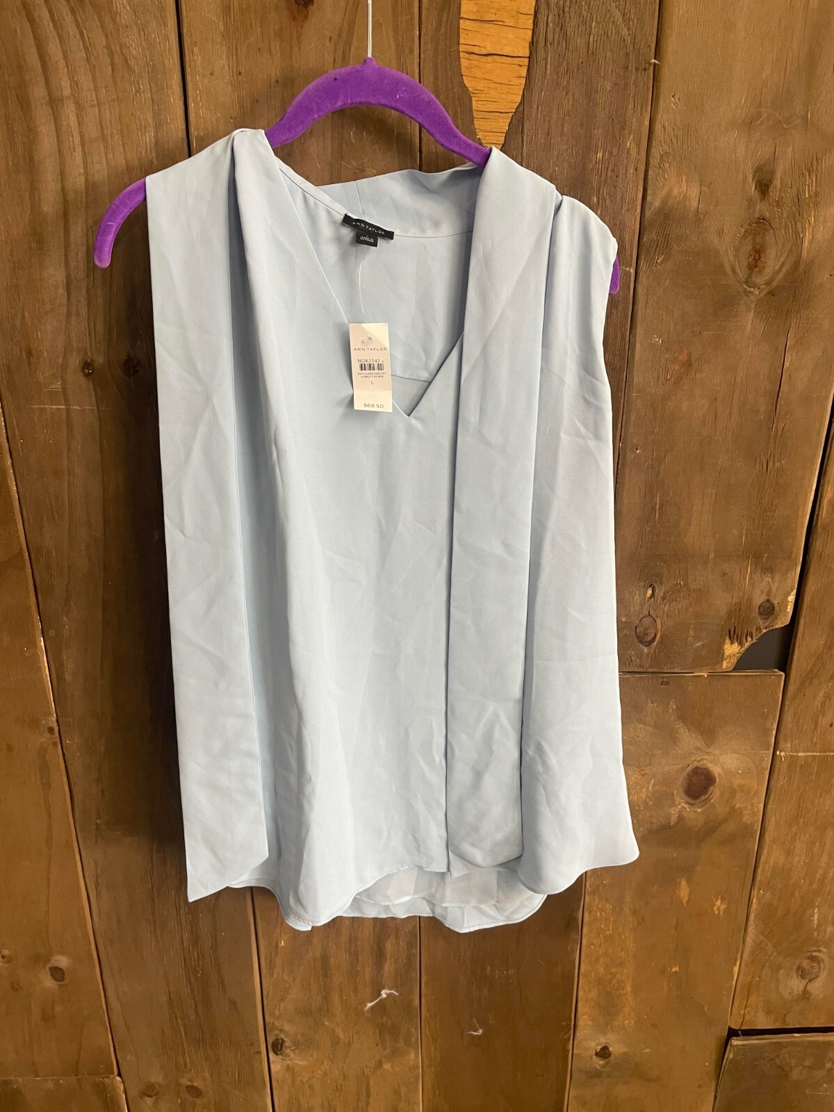 Ann Taylor Bow Neck Shell Blue Size L