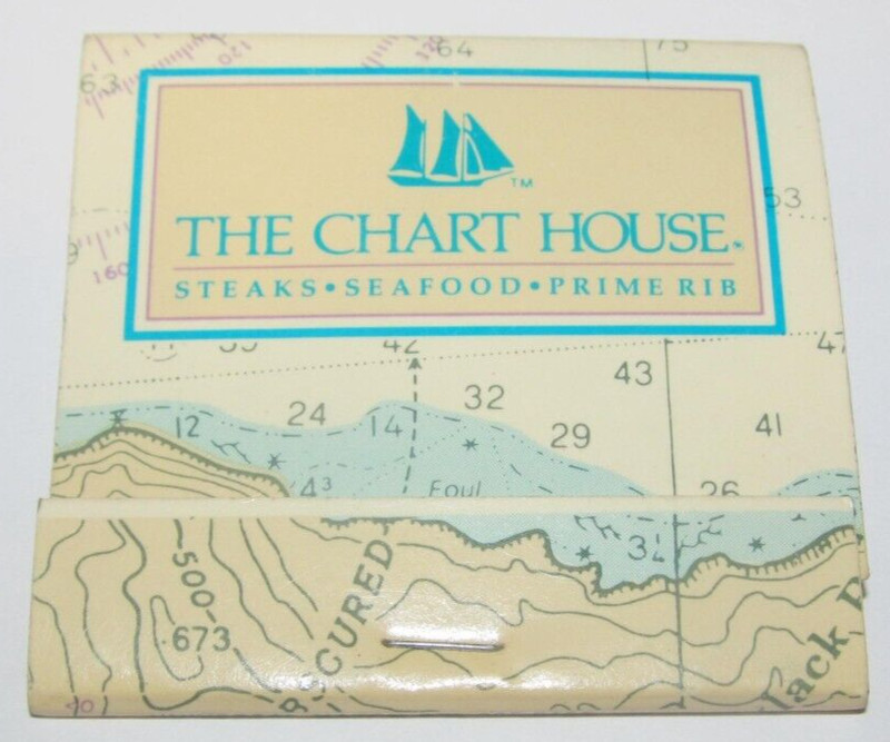 The Chart House Restaurant Matchbook Steaks Seafood Prime Rib Boat Map Nautical