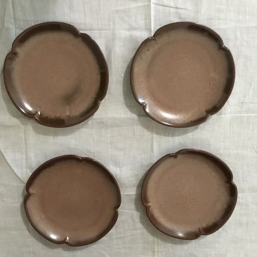 Set Of 4 Frankoma Pottery Plainsman Brown Satin 5G   6 1/2” Salad/Bread Plates