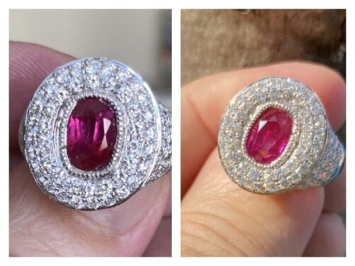 Beautiful Unheated 2.07ct Burma Ruby & Diamond Ring GIA Certificate - 第 1/12 張圖片