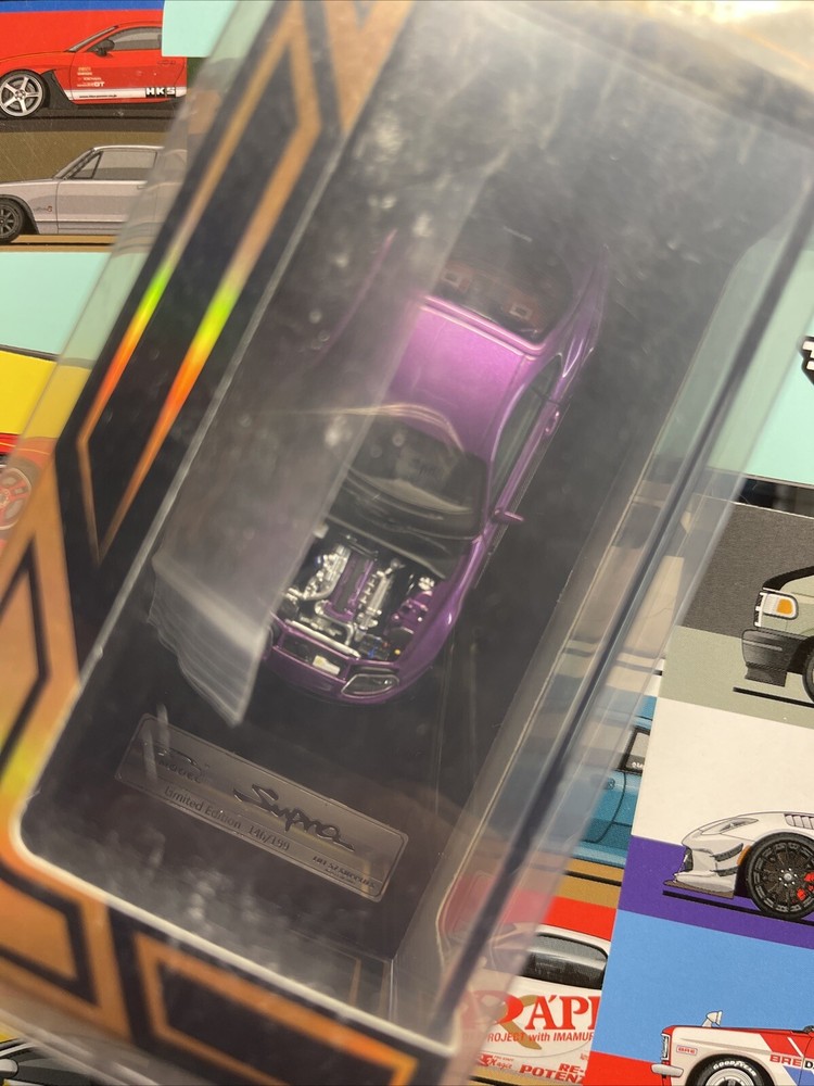 YM 1:64 Purple Lot 57 Supra JAZ80 Racing Sports Model Diecast Resin Car Rare