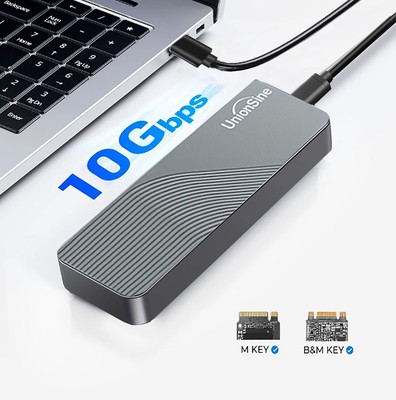 M.2 NVMe SATA SSD Gehäuse USB C auf M2 Adapter für M/B-Key Speicherbox, 5/10Gbps