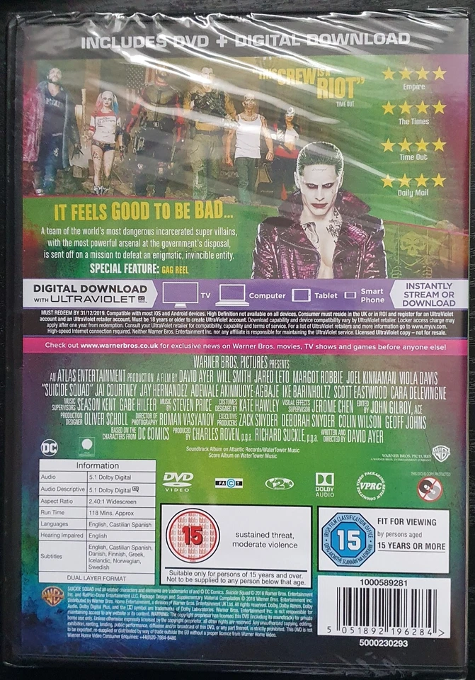 Suicide Squad (2016) DVD *NEW SEALED* - Image 4 of 4