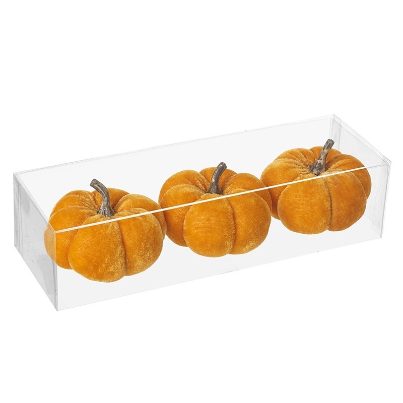 Halloween Decorations - Heaven Sends Set of Three Novelty Orange Velvet Pumpkins