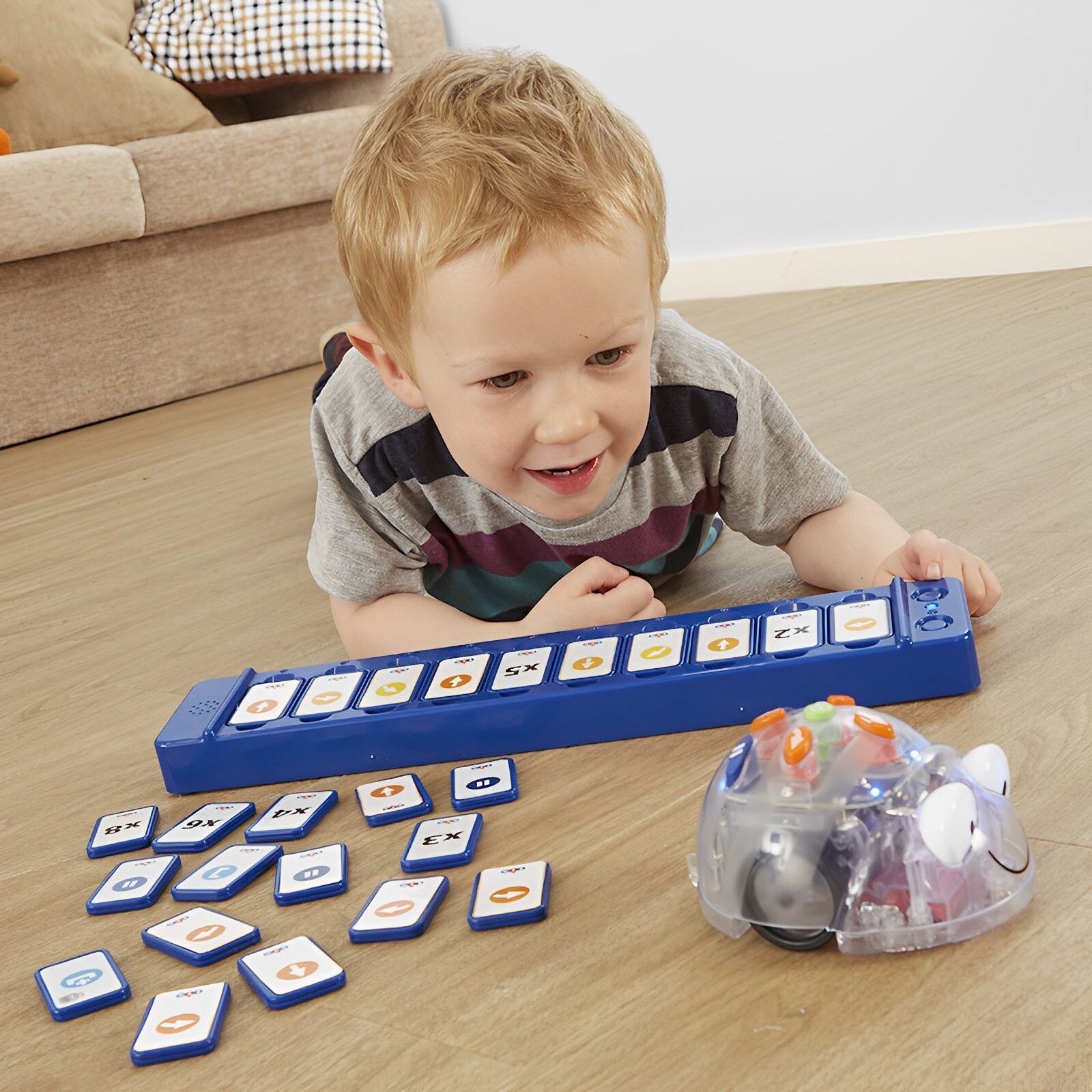 Blue Bot Coding Toy Robot with 3 Activity Play Mats and FREE TacTile Code Reader