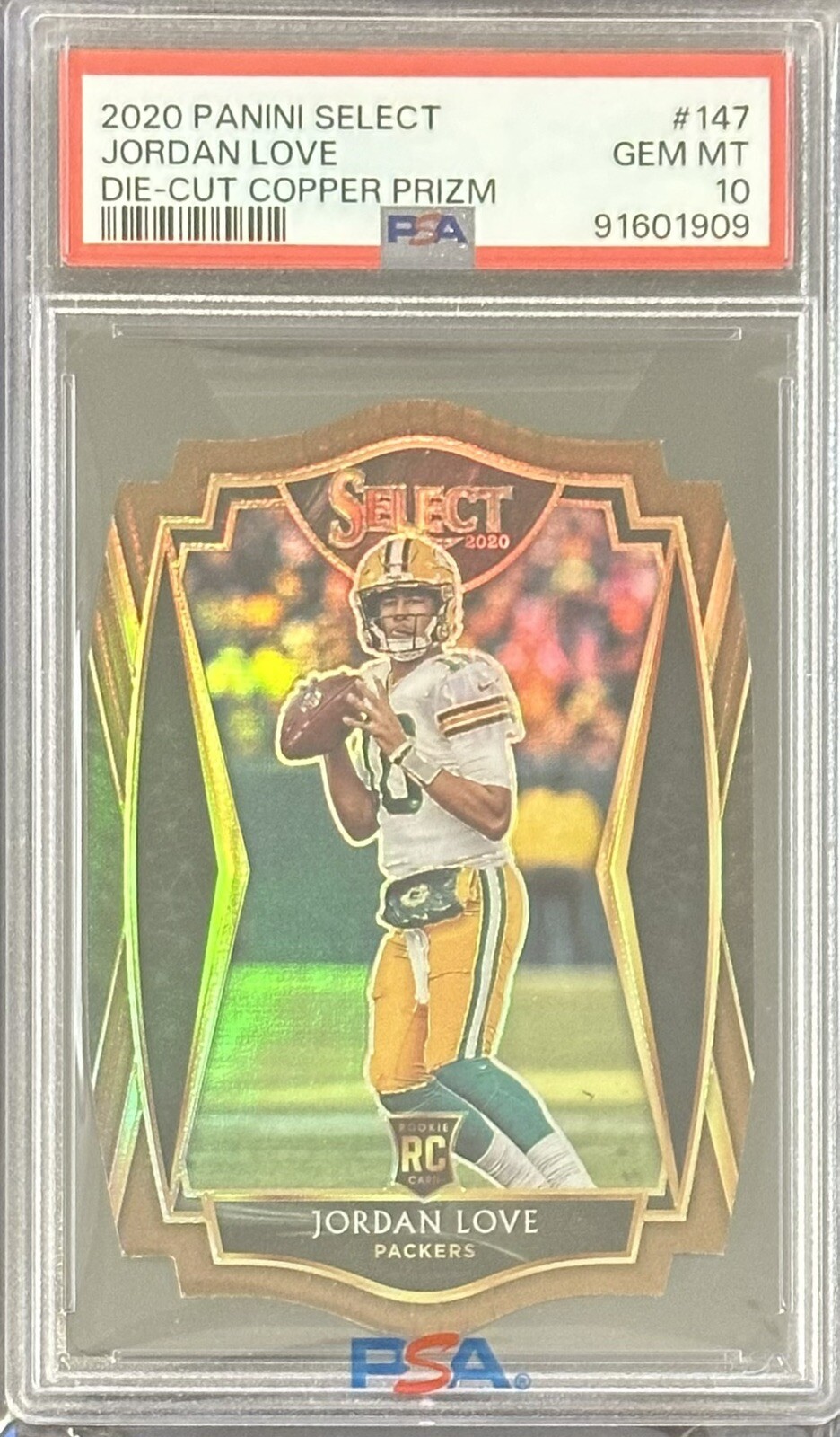 2020 Select Jordan Love Die-Cut Copper Prizm /355 Premier Level PSA 10 Gem Mint