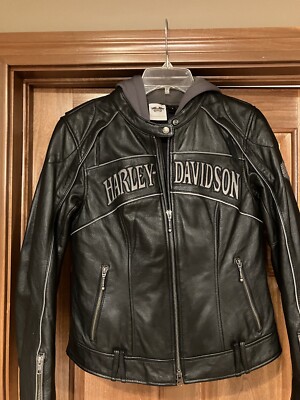 Harley Davidson Willie G Reflective Skull Leather Jacket HOODY