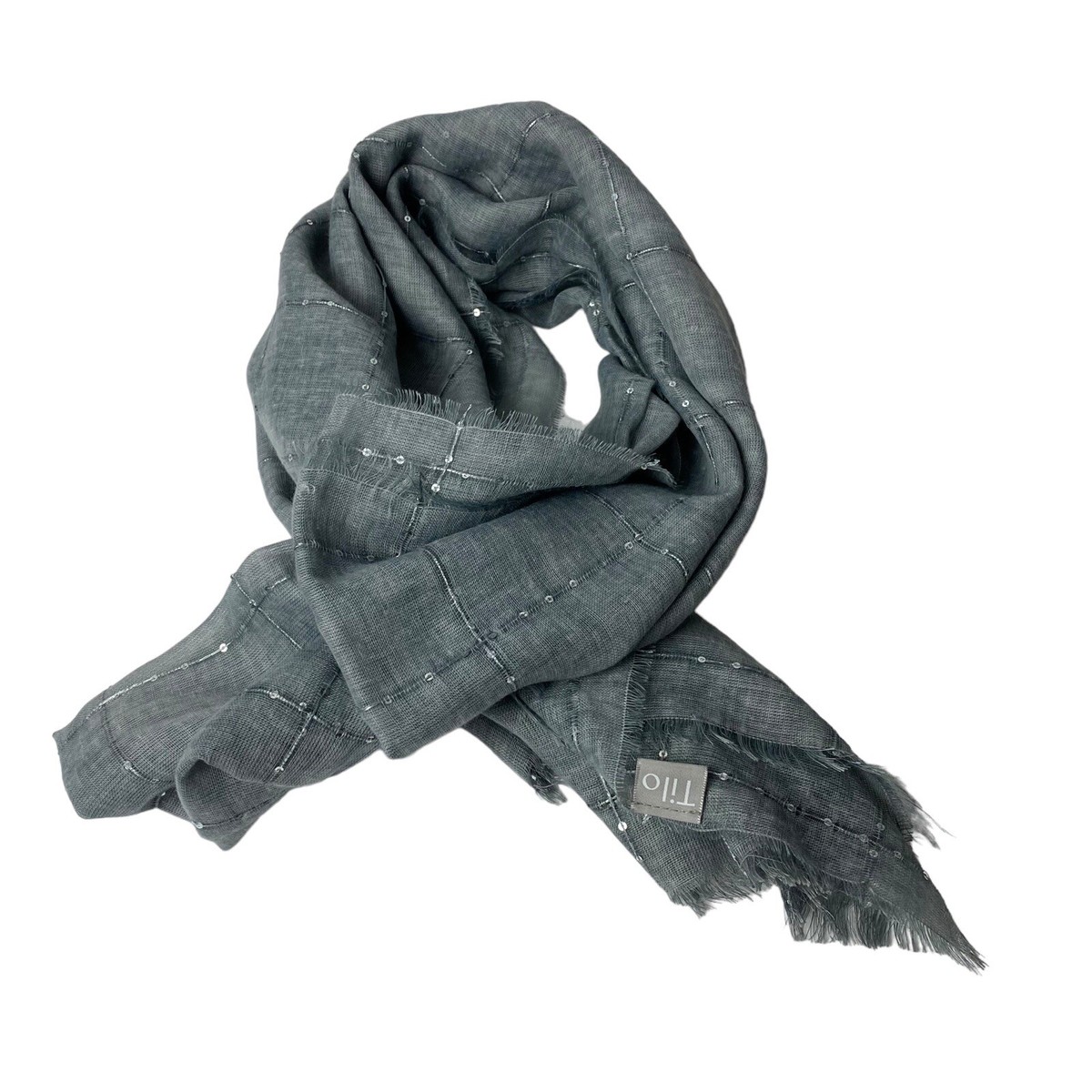 New Chicos Gray Hat Scarf Sequins Silver Sequin Scarf, Sequin Neck Scarf ,winter Sequin Narrow  main image 2