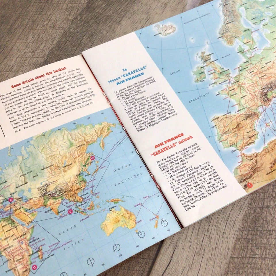 Folleto de mapas de ruta vintage de Air France Foto 2 de 4