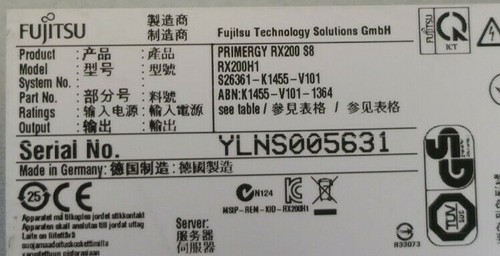 Fujitsu Primergy RX200 S8 2x 6C E5-2620v2 2.10GHz 8GB Ram 4x 2.5" Bay 1U Server - Picture 3 of 3