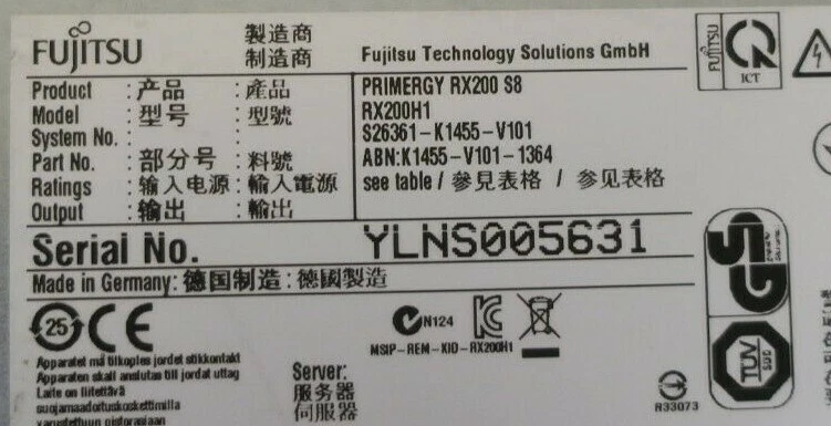 Fujitsu Primergy RX200 S8 2x 6C E5-2620v2 2.10GHz 8GB Ram 4x 2.5" Bay 1U Server - Image 3 of 3