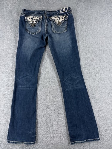 Request Jeans Pants Womens 11 Blue Denim Flared Distressed Embroidered 29x31 - Picture 12 of 15