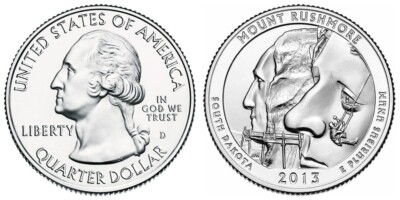 2013 D Mount Rushmore National Park Quarter 25c - South Dakota (SD)