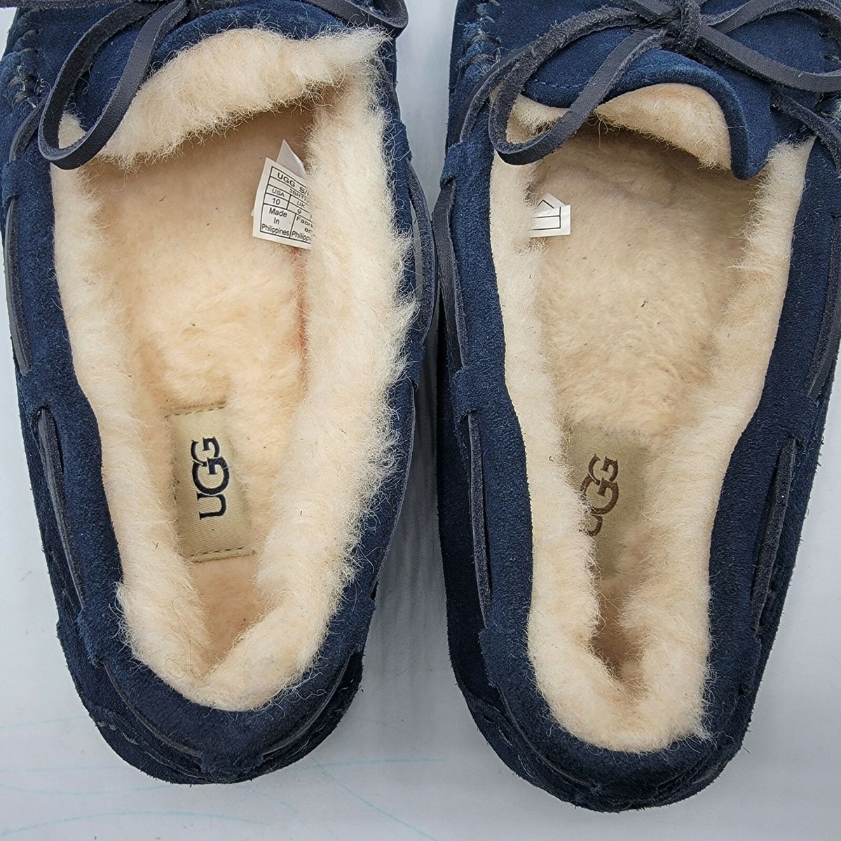UGG Australia Olsen Suede Moccasins Blue Navy Lined Loafers  display picture 1