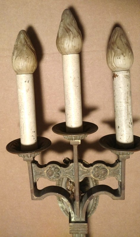 HUGE 3-Arm Sterling Bronze Co Wall Sconce Antique Beautiful! 💜