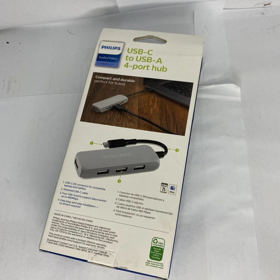 Philips DLK9320C/27 USB-C To USB-A 4 Port Hub Audio/Video 480 Mbps Brand New - Image 4 of 4
