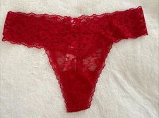 Victoria's Secret Thong Panties Lacie Lace Up Panty Strappy Red Lace Medium M