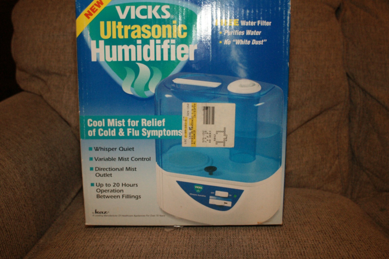 Vicks Ultraquiet Cool Mist Humidifier - White/Blue (V5100) FOR PARTS