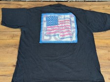 Vintage 90s Bugle Boy American Flag T-Shirt Large Made in USA Distressed