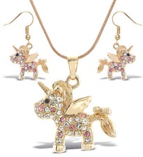 Necklace and Earrings - Gold Unicorn - Set of 2