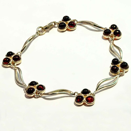 925 Solid Sterling Silver Honey Baltic Amber Classic Round Pretty Bracelet 7 in - 第 1/3 張圖片