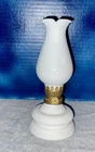 Vintage PATIO LAMP Miniature White Hobnail Milk Glass Oil Lamps 8”