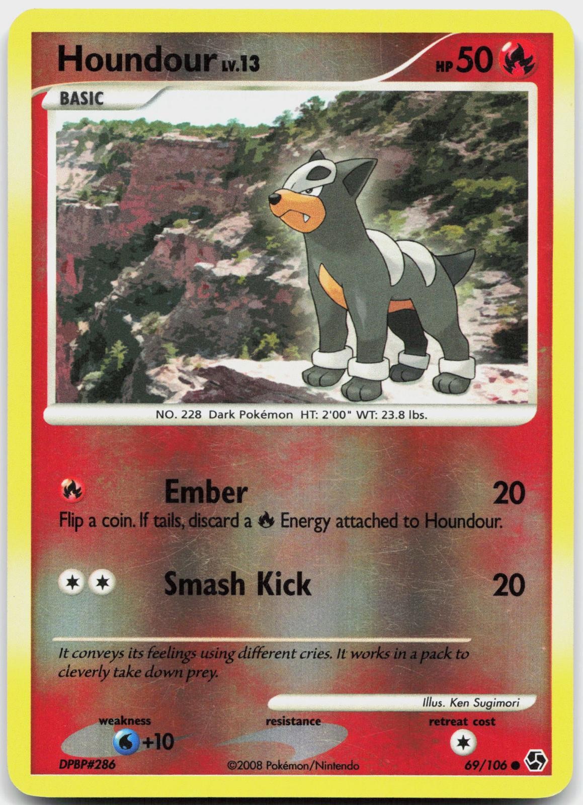 Houndour 69/106 Common Great Encounters Pokemon Reverse Holo Lightly Played
