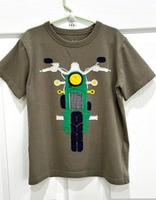 Mini Boden Boys BIKE Applique T-Shirt Size 5-6 years Army Green