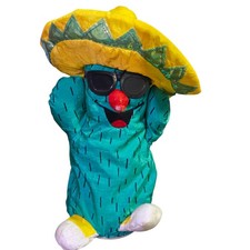 Carlos The Dancing Singing Cactus with Yellow Hat 10" Vintage Working