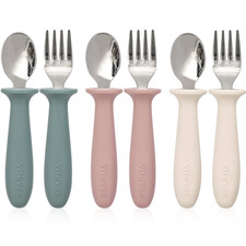 6 Pieces Toddler Utensils, Kids Silverware Set with Silicone Handle, Children Sa