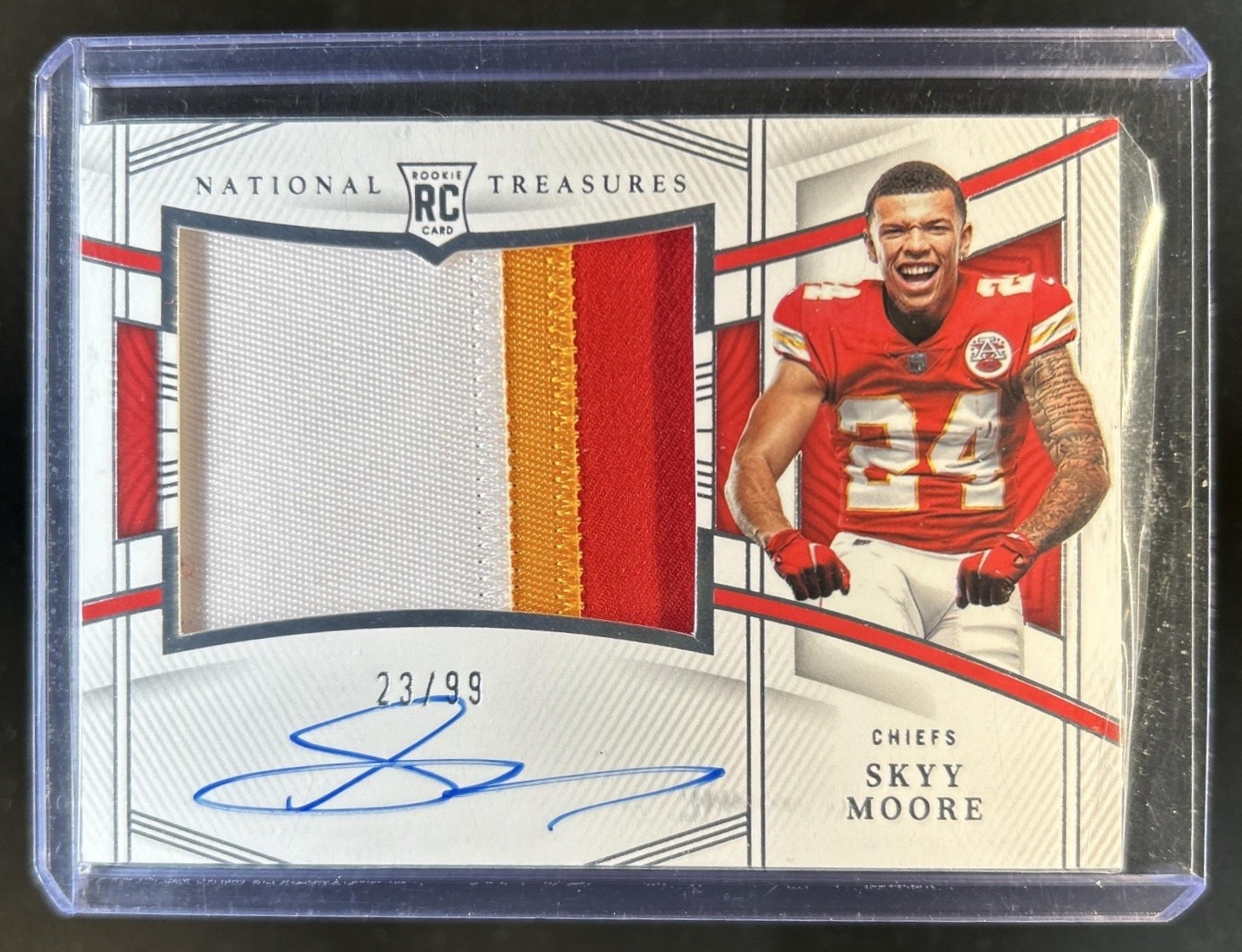 2022 Panini National Treasures Skyy Moore Rookie Material RPS RC Patch Auto #/99