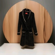 Vintage Victorias Secret Terry Robe Soft Midi Length Black Bathrobe Women Medium