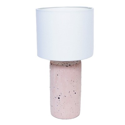Litecraft Tischlampe Terrazzo-Stil Sockel mit weißem Trommelschirm - rosa Ausverkauf