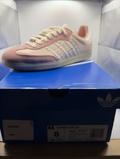 Adidas Samba Ruffle Stripes Originals Mauve Pink White Leather Sz 8 Worn Once