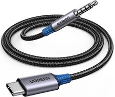 Aux to USB C, Cord for Car Type C 3.5mm Audio Jack 6.6FT, Grey