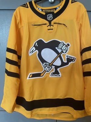 Brandneu mit Etikett Fanatics Premium NHL Pittsburgh Penguins Trikot gelb Größe 50'' Dewar 91