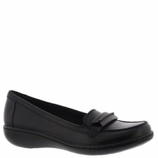 NWT Clarks Women's Ashland Lily Loafer, Black Leather, 8 Narrow