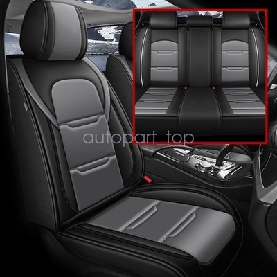 For Chevrolet Equinox 2005-2024 Car 5Seat Covers PU Leather Full Set Gray&Black