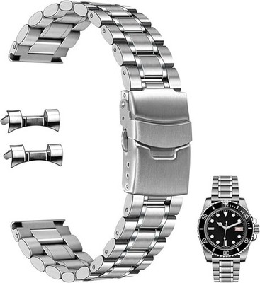 Stainless Steel Watch Band 20mm, Curved End Straight End for Men Women Metal ...