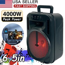 4000W Portable Bluetooth Party Speaker 6.5in Woofer Bass Sound TWS FM AUX  USB