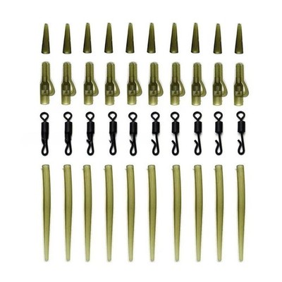 40pcs Carp Rig Components for Bottom Fishing Silicone Anti Twist Tubes Swivels