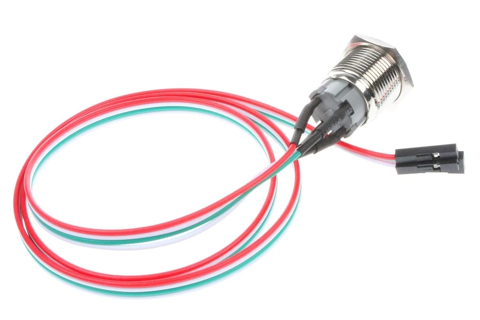 Interruptor de alimentación de botón pulsador de chasis de metal de 16 mm con cable de extensión de 22" para estuche de PC Foto 2 de 4