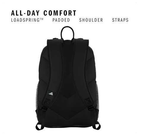 Adidas Excelerator Large Backpack 16" laptop Unisex Black/white 3 Strip Webbing - Picture 5 of 7
